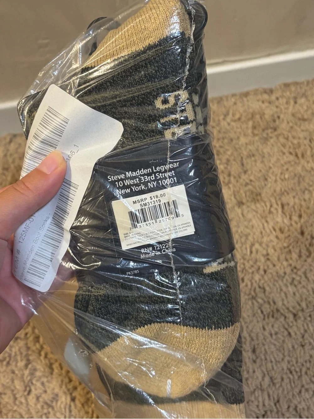 Steve Madden black striped boot socks size US 9-11